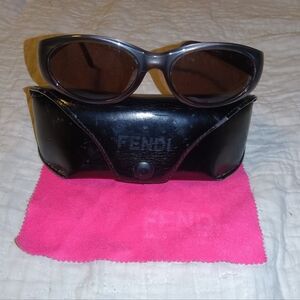Fendi Anthracite Sunglasses with leather case and cleaning cloth